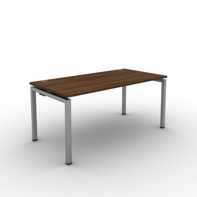 Grazian Desk Ebern Designs Frame Colour: Silver, Top Colour: Walnut, Size: 73cm H x 160cm W x 80cm D on Productcaster.