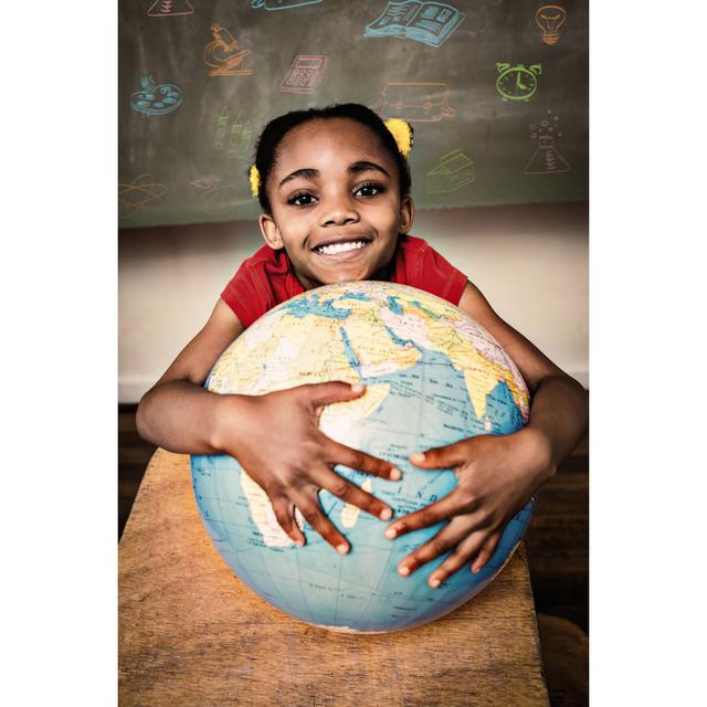 Girl Holding Globe by Wavebreakmedia - Wrapped Canvas Photograph 17 Stories Size: 46cm H x 30cm W on Productcaster.