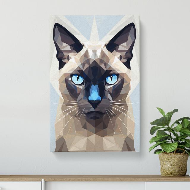 Siamese Cat Geometric - No Frame Print Marlow Home Co. Size: 60cm H x 40cm W x 3cm D on Productcaster.