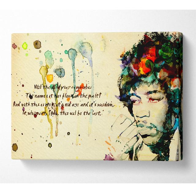 Music Quote Jimi Hendrix The Wind - Print Happy Larry Size: 50.8cm H x 81.3cm W x 10cm D on Productcaster.