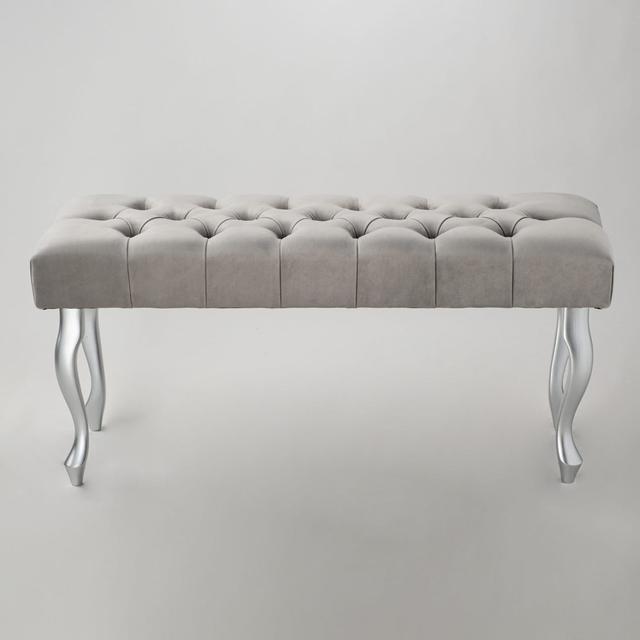 Upholstered Bench bench4home Size: H45 x W60 x D40cm, Leg Colour: Silver, Upholstery Colour: Bright Grey/Silver on Productcaster.