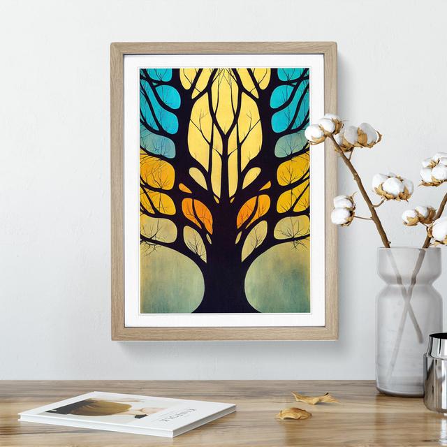 Bold Abstract Tree No.1 - Single Picture Frame Print Marlow Home Co. Size: 34cm H x 25cm W x 2cm D, Frame Colour: Oak on Productcaster.