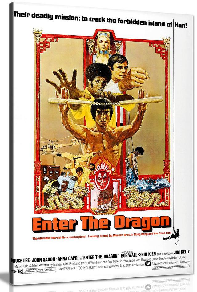 Bruce Lee Pictures Enter The Dragon Poster Canvas Wall Art Picture Print - Wrapped Canvas Print Panther Print Size: 61cm H x 41cm W on Productcaster.