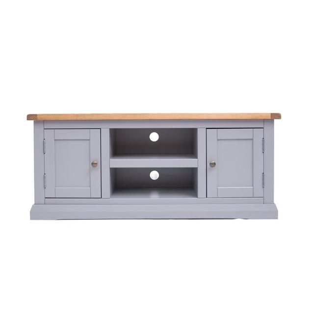 Henslee TV Stand for TVs up to 65" Brambly Cottage Colour: Grey/Antique Brass on Productcaster.