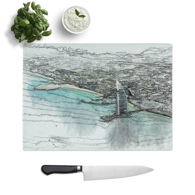 Tempered Glass Burj Al Arab Hotel Dubai Skyline Chopping Board East Urban Home Size: 28.5 cm W x 20 cm L on Productcaster.