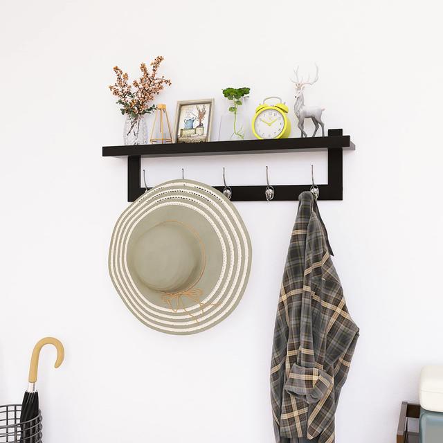 Aleishia Wall 5 - Hook Wall Mounted Coat Rack Brayden Studio Colour: Black on Productcaster.