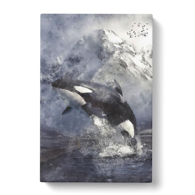 Killer Whale - Wrapped Canvas Painting East Urban Home Size: 76cm H x 50cm W x 3cm D on Productcaster.