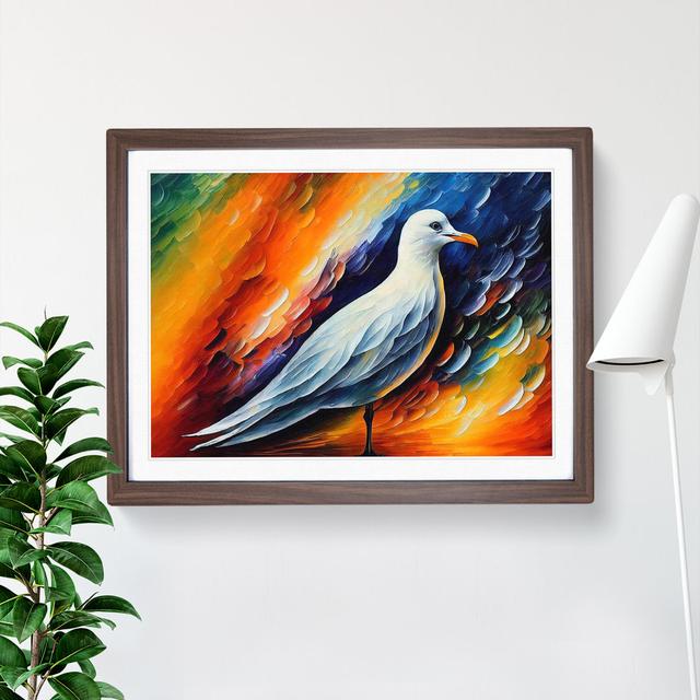 Seagull Abstract - Picture Frame Painting 17 Stories Size: 46cm H x 64cm W x 2cm D, Frame Colour: Walnut on Productcaster.