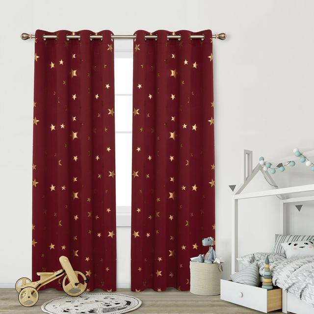 Marcela Eyelet Room Darkening Thermal Curtain (Set of 2) Isabelle & Max Panel Size: Width 117 x Drop 229 cm, Colour: Red on Productcaster.