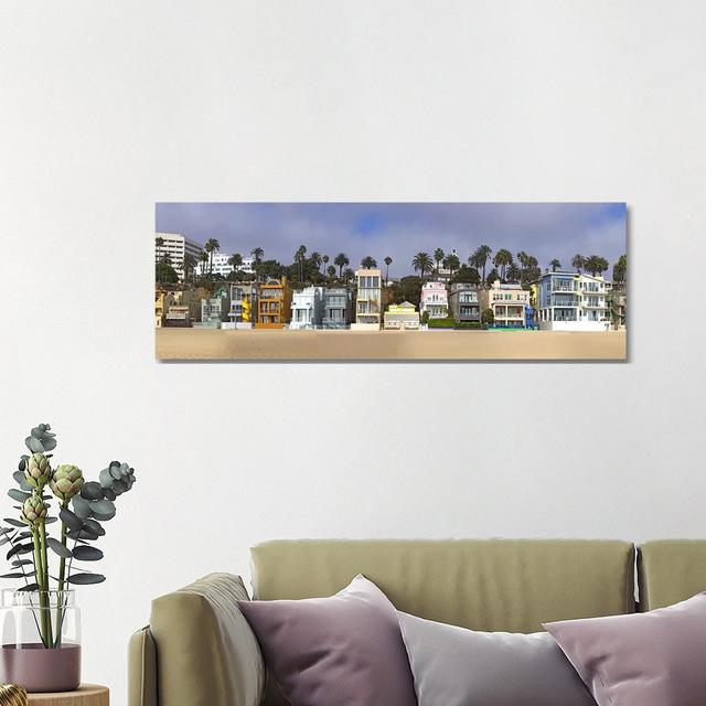 Houses On The Beach, Santa Monica, Los Angeles County, California, USA - Wrapped Canvas Panoramic Print Ebern Designs Size: 40.64cm H x 121.92cm W x 1 on Productcaster.