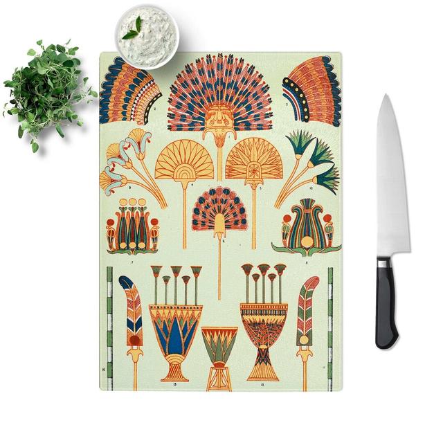 Glass Egyptian Pattern by Owen Jones Chopping Board East Urban Home Size: 28.5 cm W x 20 cm L on Productcaster.