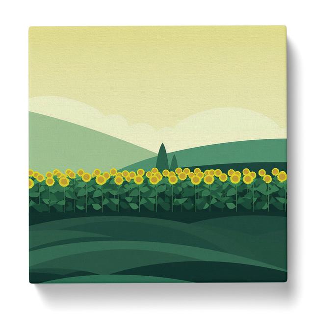 Sunflower Field Minimalism - No Frame Art Prints Brambly Cottage Size: 35cm H x 35cm W x 3cm D on Productcaster.