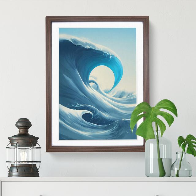 Crashing Ocean Waves House of Hampton Size: 64cm H x 46cm W x 2cm D, Frame Colour: Brown Framed on Productcaster.