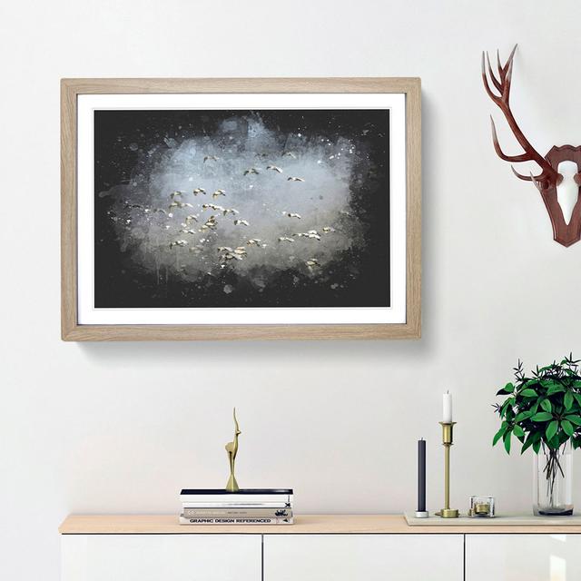 A Flock of Egrets - Picture Frame Graphic Art Print East Urban Home Frame Option: Oak Framed, Size: 45cm H x 63cm W x 2cm D on Productcaster.