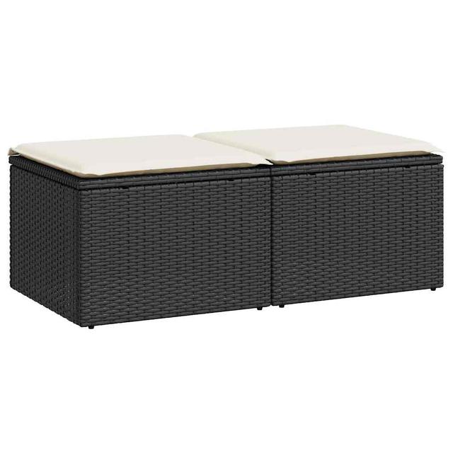 Vidaxl 2-Tlg. Garten-Sofagarnitur Mit Kissen Beige Poly Rattan Akazie 17 Stories Farbe des Kissens: Cremefarben, Rahmenfarbe: Schwarz on Productcaster.