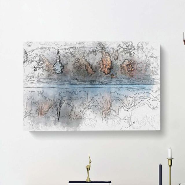 Church & Forest in the Lake in Abstract - Wrapped Canvas Graphic Art Print East Urban Home Size: 40cm H x 60cm W x 3cm D on Productcaster.