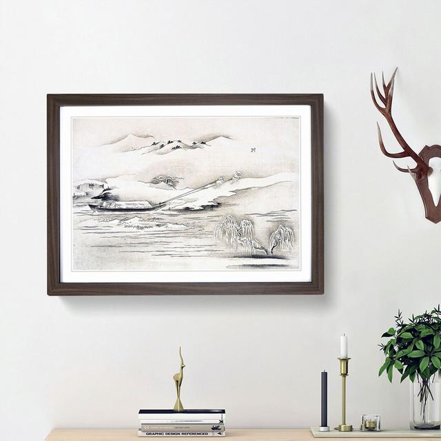 Snow Covered Landscape by Kitagawa Utamaro - Picture Frame Painting Print East Urban Home Frame Option: Walnut Framed, Size: 27cm H x 36cm W x 2cm D on Productcaster.