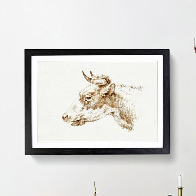 Illustration of a Cow by Jean Bernard - Picture Frame Painting Print on MDF East Urban Home Size: 48cm H x 65cm W x 2cm D, Frame Option: Black Framed on Productcaster.