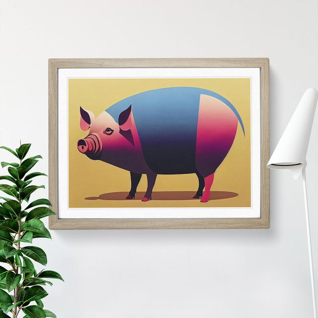 XH1022-9472X Unique Pig Art Vol.3 Abstract - Single Picture Frame Print George Oliver Frame Colour: Oak, Size: 46cm H x 64cm W x 2cm D on Productcaster.