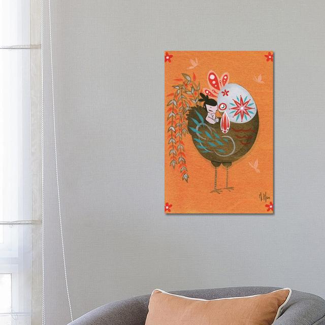 Folk Blessings - Rooster Cuddle by Martin Hsu - Wrapped Canvas Painting Harriet Bee Size: 66.04cm H x 45.72cm W x 1.905cm D on Productcaster.