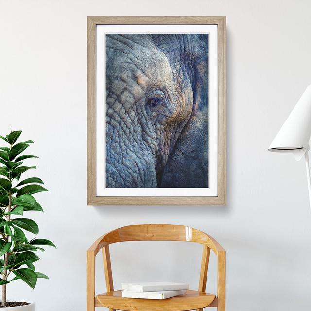 Blue Elephant - Picture Frame Photograph Print East Urban Home Size: 87cm H x 62cm W x 2cm D, Frame Option: Oak Framed on Productcaster.