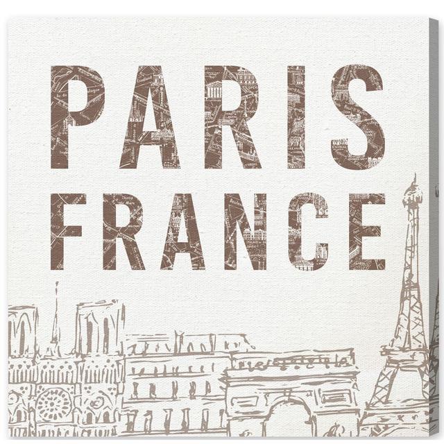 Paris France - Wrapped Canvas Typography Print East Urban Home Size: 109cm H x 109cm W x 5cm D on Productcaster.