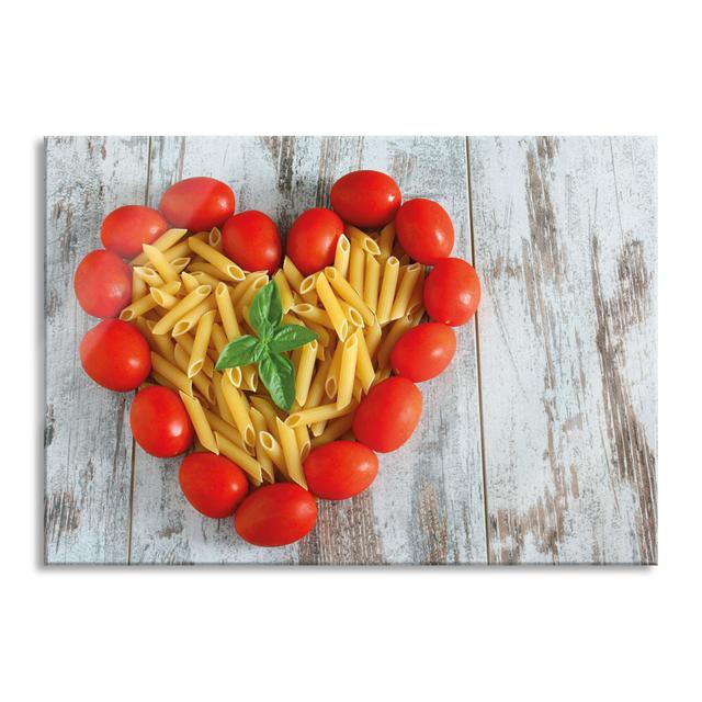 Glass picture | Mural on real glass Pasta Heart with Tomatoes Brayden Studio Size: 70cm H x 100cm W on Productcaster.