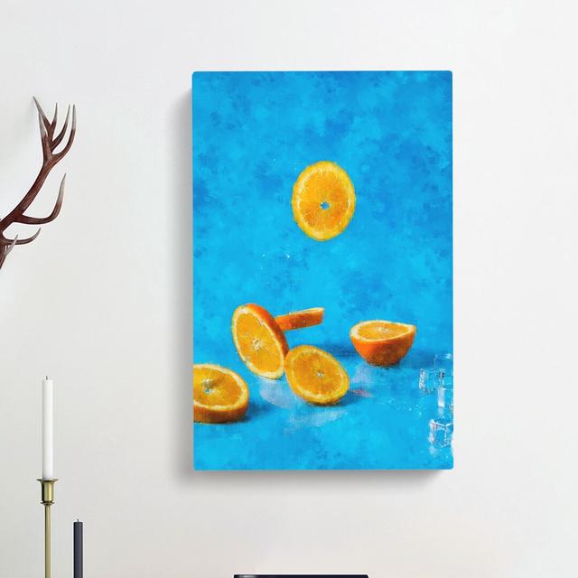 Falling Oranges - Wrapped Canvas Painting Print East Urban Home Size: 91cm H x 60cm W x 3cm D on Productcaster.