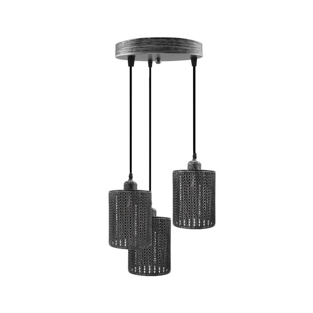 Industrial Retro Pendant Light 3 Way Round Ceiling Base Brushed Finished Metal Ceiling Lamp Shade Pendant E27 Lamp Base For Home Living Room Office Ki on Productcaster.