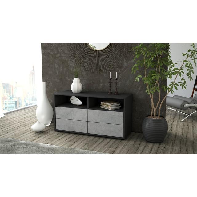 Wootton 4 Drawer 92Cm W Combi Chest Brayden Studio Body and front colour: Concrete / Matte Anthracite on Productcaster.