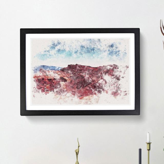 Sunset over Death Valley in California Watercolour - Picture Frame Graphic Art Print East Urban Home Size: 40cm H x 60cm W x 2cm D, Frame Option: Blac on Productcaster.