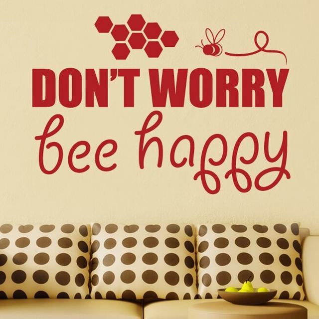 Dont Worry Bee Happy Wall Sticker 17 Stories Size: Medium, Colour: Dark Red on Productcaster.