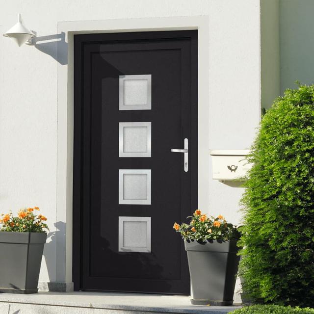 Amirea Single Sliding Front Doors Symple Stuff Finish: Black, Door Orientation: Right Hand/Inswing, Door Size: 208cm H x 108cm W x 2.4cm D on Productcaster.