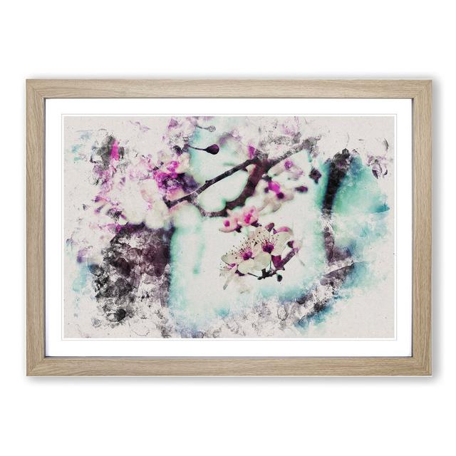 Pink Cherry Blossom Flowers Vol.10 - Picture Frame Graphic Art East Urban Home Frame Option: Oak Framed, Size: 65cm H x 90cm W x 2cm D on Productcaster.