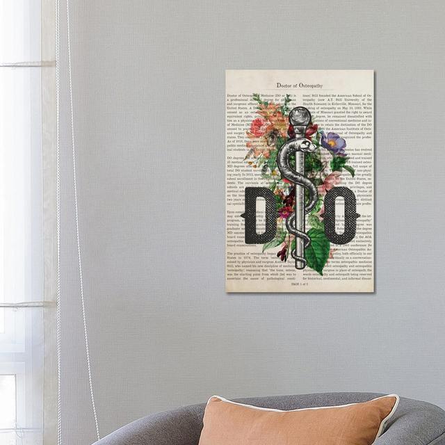 DO, Doctor of Osteopathy with Flowers by Aged Pixel - Wrapped Canvas Typography Happy Larry Size: 66.04cm H x 45.72cm W x 1.91cm D on Productcaster.