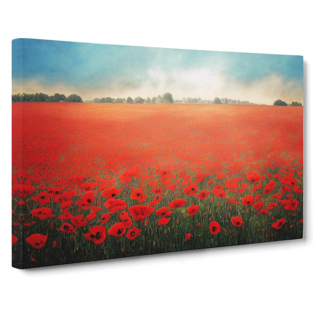 Vibrant Poppies Flowers - Wrapped Canvas Painting ClassicLiving Size: 40cm H x 60cm W x 3cm D on Productcaster.