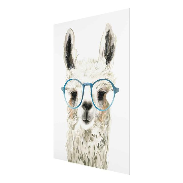 Glasbild Hip Lama with Glasses III East Urban Home Größe: 100 cm H x 75 cm B x 0,4 cm T on Productcaster.