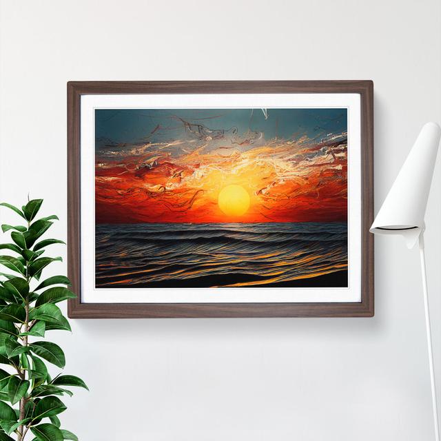 Admirable Ocean Sunset House of Hampton Size: 46cm H x 64cm W x 2cm D, Frame Colour: Walnut on Productcaster.