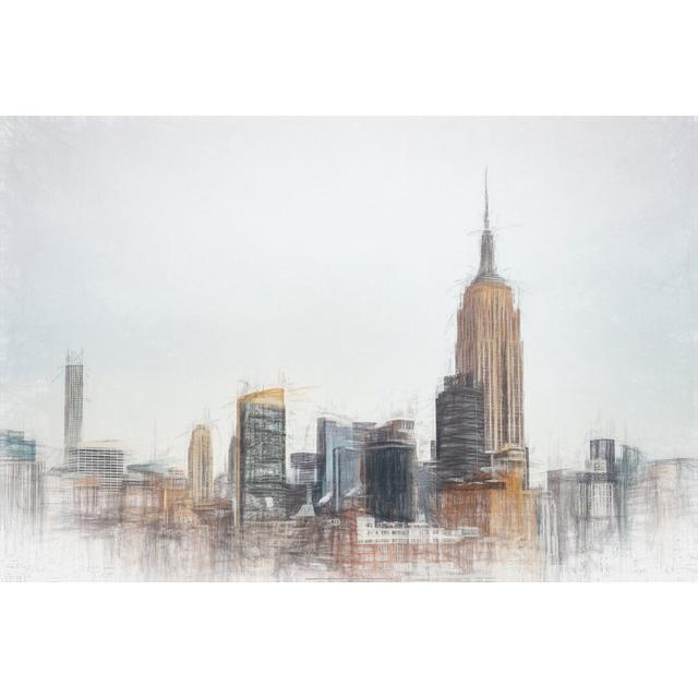 Sketch Of NYC Skyline - Wrapped Canvas Painting Rosalind Wheeler Size: 76cm H x 51cm W x 3.8cm D on Productcaster.