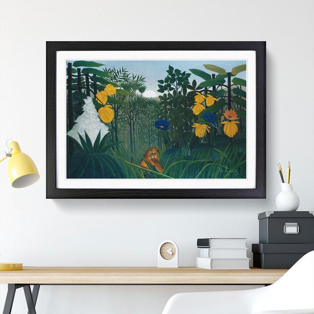 The Repast of the Lion by Henri Rousseau - Picture Frame Painting East Urban Home Frame Option: Black Framed, Size: 27cm H x 36cm W x 2cm D on Productcaster.