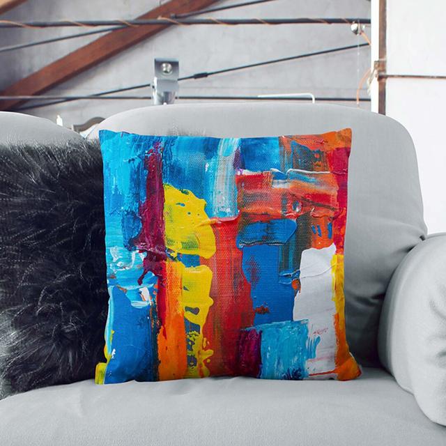 Abstract Square Throw Cushion East Urban Home Size: 55 x 55 cm, Backing Colour: White on Productcaster.