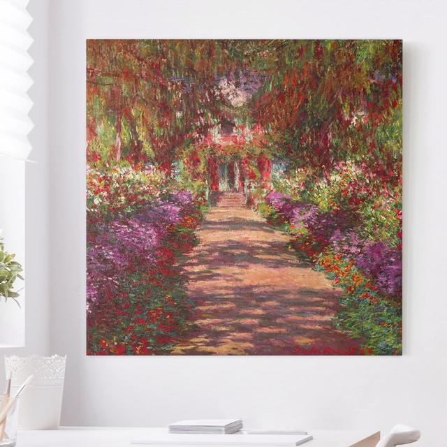 Leinwandbild Weg in Monets Garten in Giverny von Claude Monet Rosalind Wheeler Größe: 120 cm H x 120 cm B, Format: Leinwand on Productcaster.