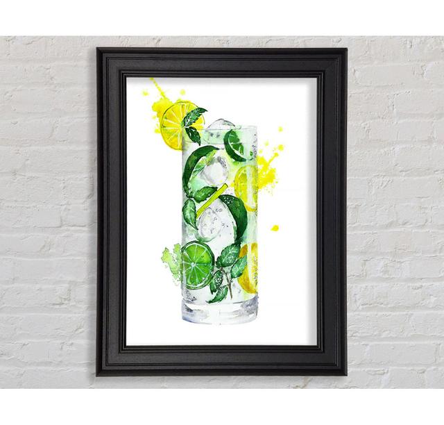 Tall Glass of Gin and Tonic - Single Picture Frame Print Marlow Home Co. Size: 84.1cm H x 142.2cm W on Productcaster.