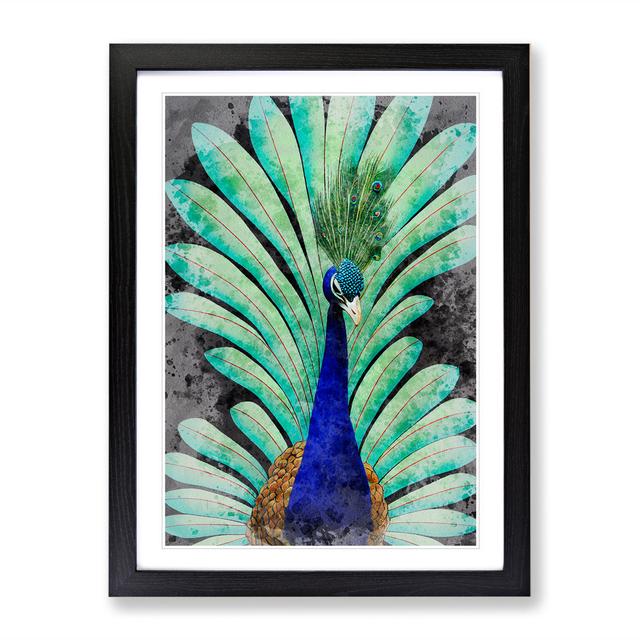 Peacock Watercolour No.2 - Picture Frame Painting Latitude Vive Size: 46cm H x 34cm W x 2cm D, Frame Colour: Black Framed on Productcaster.