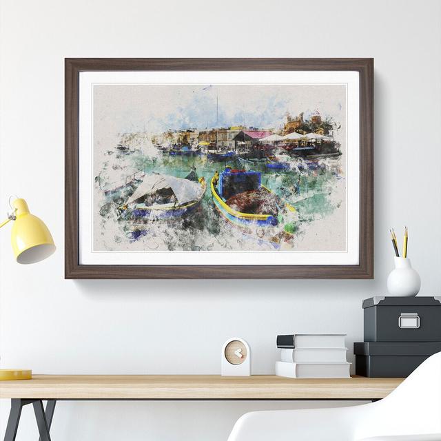 Fishing Boats in Malta - Picture Frame Painting East Urban Home Frame Option: Walnut Framed, Size: 27cm H x 36cm W x 2cm D on Productcaster.