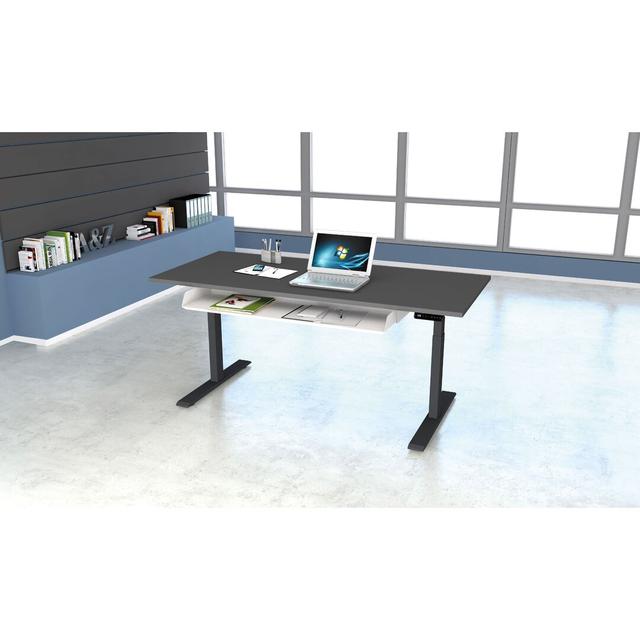 Height adjustable standing desk Inbox Zero Frame Colour: Anthracite, Size: 127cm H x 160cm W x 80cm D, Top Colour: Anthracite on Productcaster.