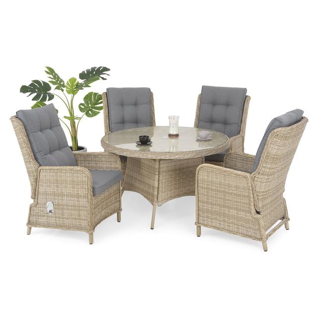 Set Table And 4 Armchairs With Adjustable Backrest Amberg White/grey 17 Stories on Productcaster.