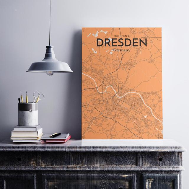 Dresden City Map Graphic Art In Oranje Maturi Size: 27.6cm H x 19.7cm W x 0.05cm D on Productcaster.