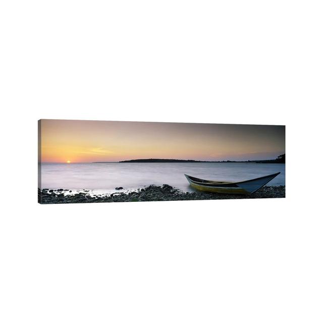 Boat At The Lakeside, Lake Victoria, Great Rift Valley, Kenya by Panoramic Images - Wrapped Canvas Panoramic Print Longshore Tides Size: 30.48cm H x 9 on Productcaster.