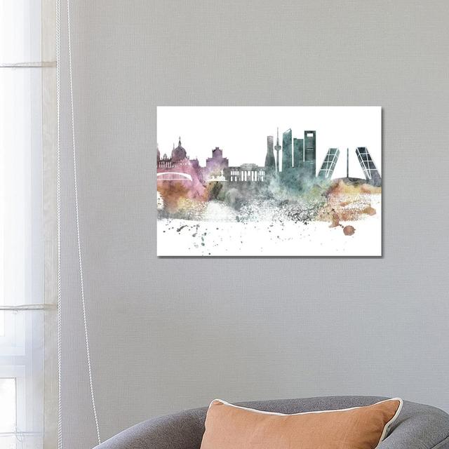 Madrid Pastel Skyline by WallDecorAddict - Wrapped Canvas Painting Latitude Run Size: 45.72cm H x 66.04cm W x 1.91cm D on Productcaster.